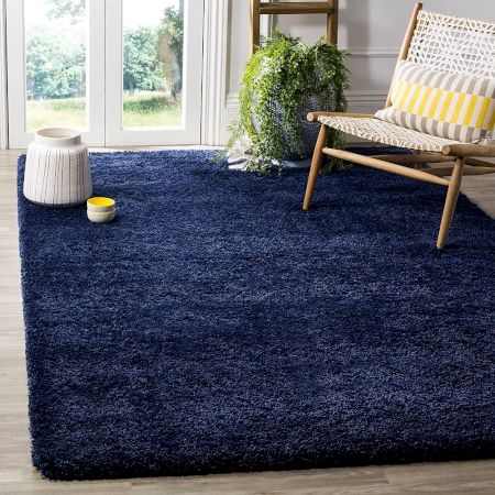 Soft Navy Blue Shaggy Hall Rug